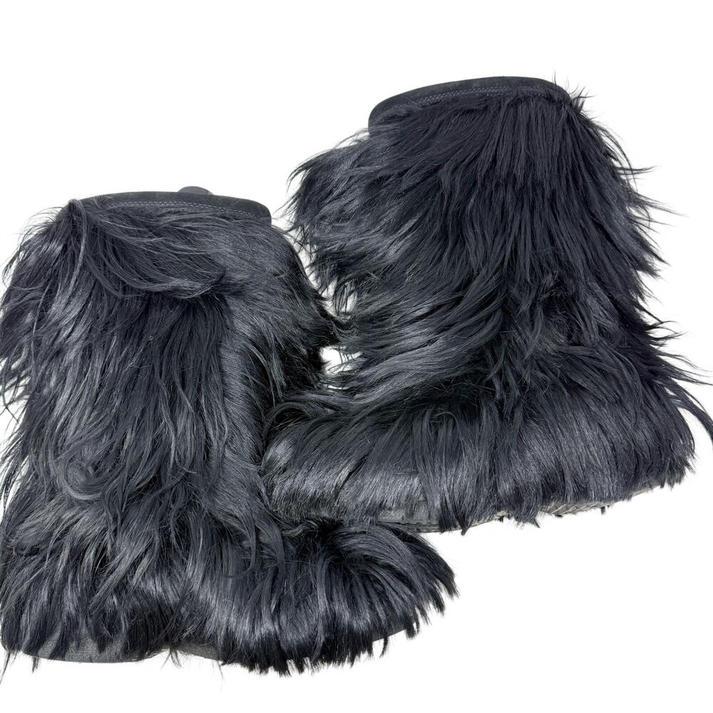 Vintage Tecnica Black Fur Yeti Boots Women' Size 9.5 EUC Pull On Made in Italy - Picture 4 of 10